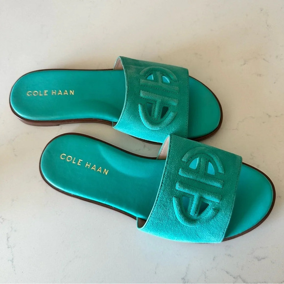 Cole Haan Flynn Logo Slide Sandal in turquoise size: 5 - Picture 3 of 6